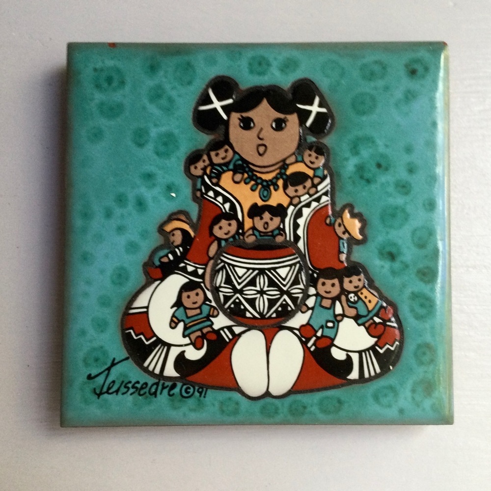 Vintage Cleo Teissedre Storyteller Tile - Coaster, Trivet or Wall Hanging